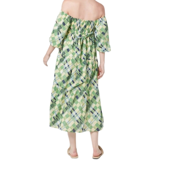 FAITHFULL THE BRAND Billie Check Print Puff Sleeves Midi Dress Size 6 N… - Picture 8 of 14